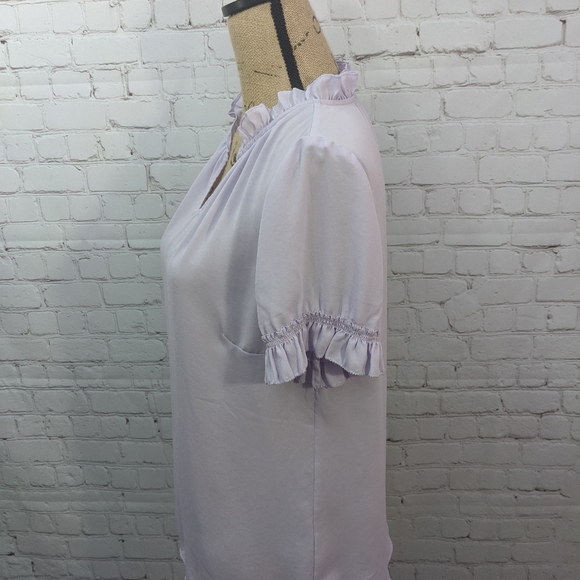 🌸Buy 1 Get 1 Free🌸 Talbots Purple Ruffled Shirt Medium🌸 - Picture 2 of 7
